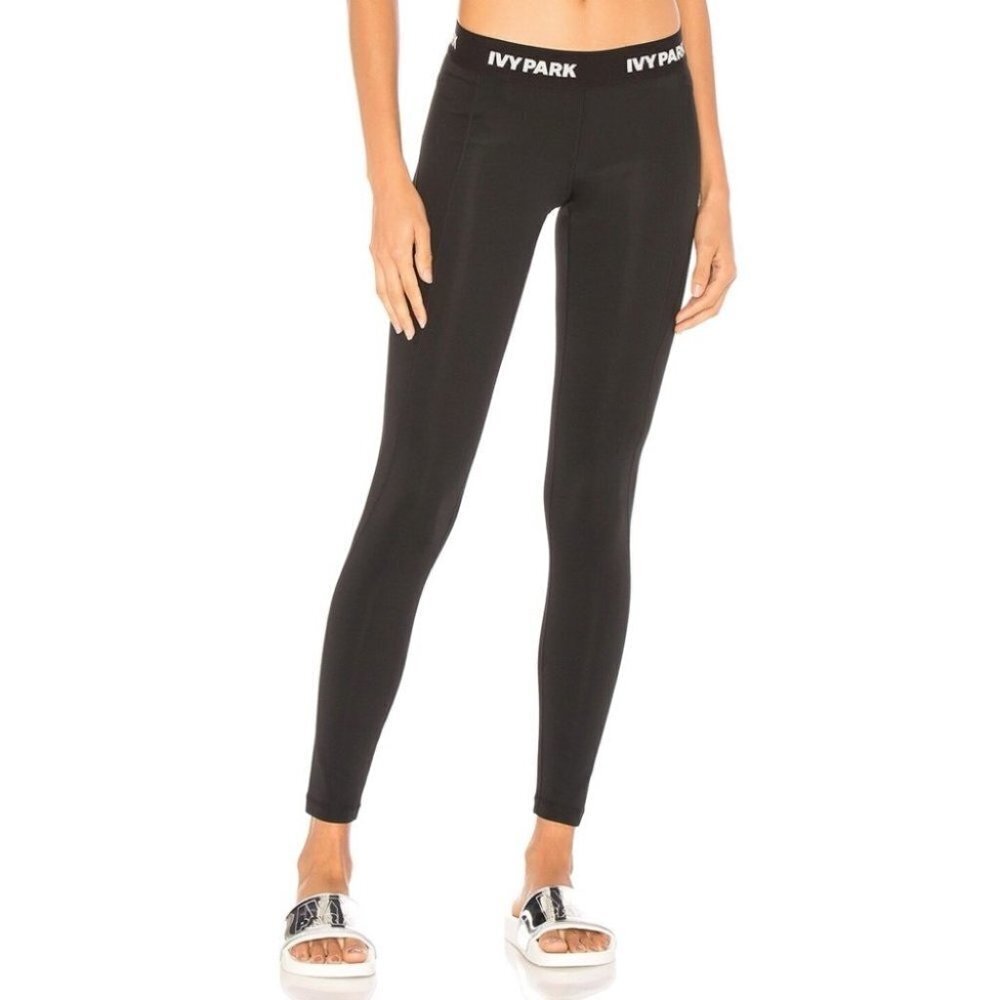 IVY Park Black Low Rise Branded Elastic Waistband Leggings Size XXS